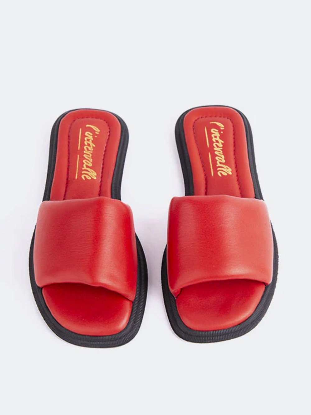 L’INTERVALLE Red Padded Slides — Cushioned Open-Toe Women's Slides